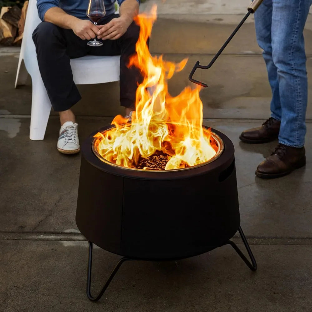 20-Inch Smokeless Portable Fire Pit with Stand & Cover - Outdoor Wood Burning for Patio, Backyard, Camping