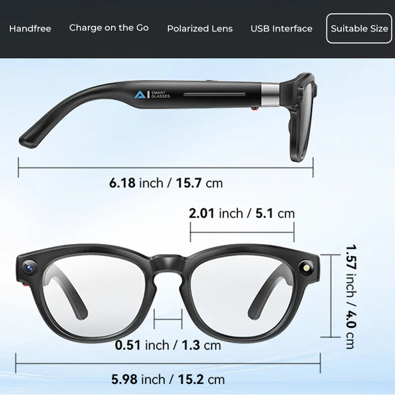 Smart Glasses Real-Time Translation Powered AI Chat Assistant, 8MP Camera 1080P Video Dual Mics Speakers photochromic lenses