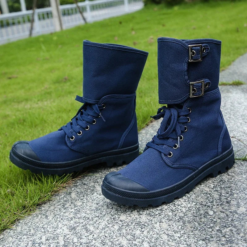 Men's High-top Canvas Boots Breathable Casual Boot Outdoor Desert Boots Non Slip Hiking Boots for Men New Sneakers Botas Hombre