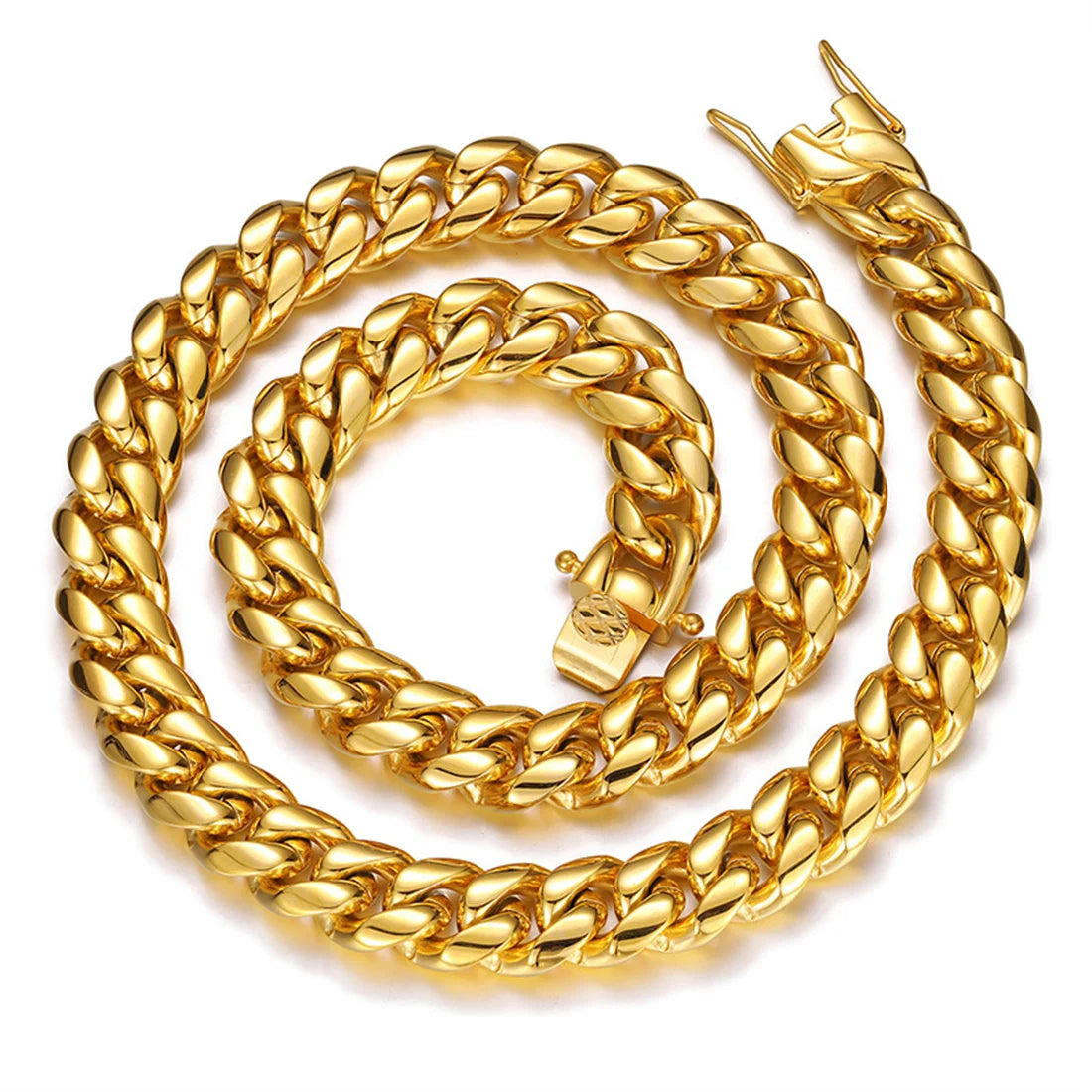 6mm-22mm wide 316L Stainless Steel Cuban Miami Chains Necklaces Big Heavy Round Link Chain for Men Hip Hop Rock jewelry