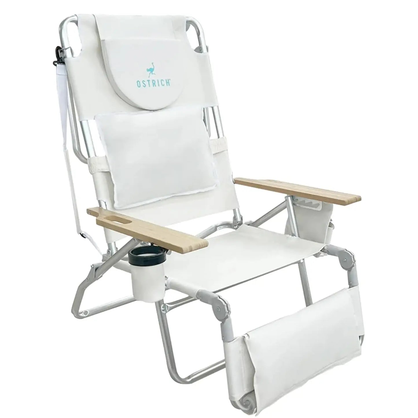the Deluxe 3N1 Reclining Lounge Chair, Folding Outdoor Lounger and Extra-Wide Beach Chair with Wooden Armrests and Face, Custom