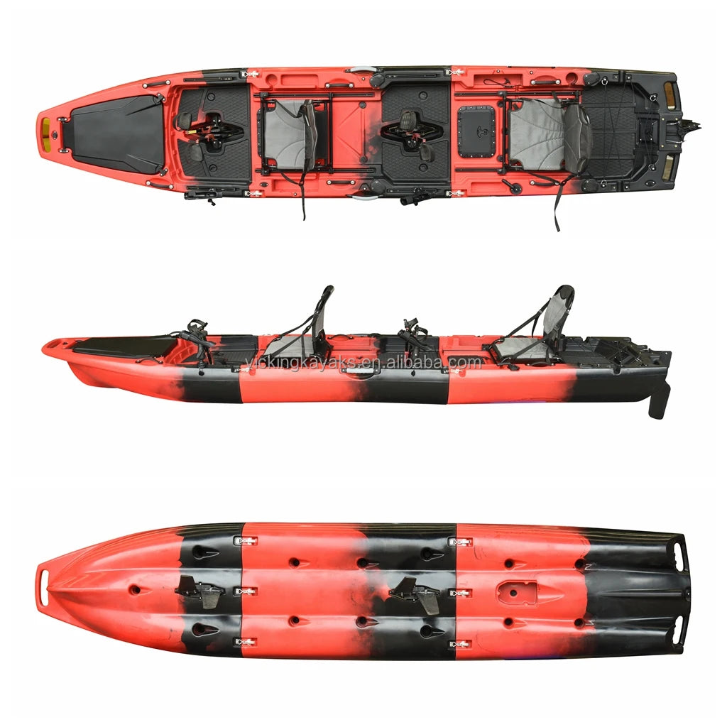 2-Seater Sit-on-Top Modular Pedal & Electric Fishing Kayak with Accessories Durable Anti-Collision Customizable Aluminum Seats