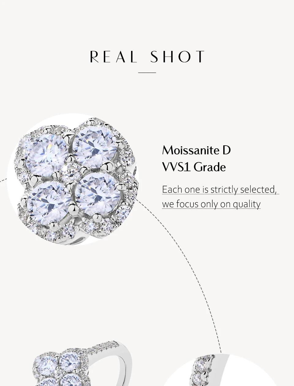 ATTAGEMS S925 Sterling Silver Halo Classic Moissanite Rings D VVS1 for Women Girls Romantic Anniversary Gifts Fine Jewelry Ring