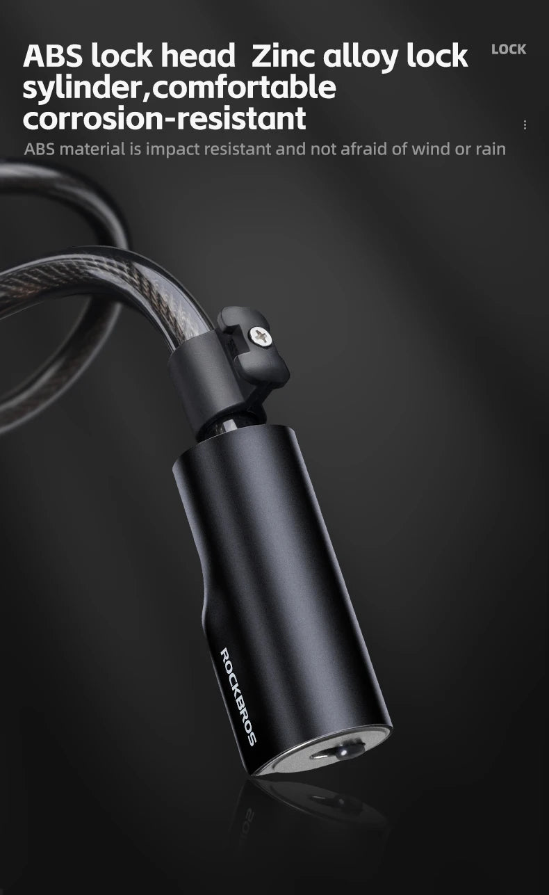 ROCKBROS Bicycle Lock Portable Anti-theft Zinc Alloy Chain Lock MTB Road Cycling Motorcycle Electric Scooter Bike Accessories