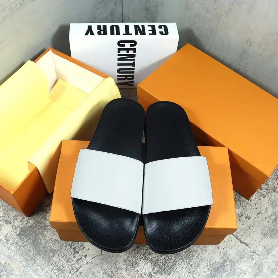 Designers Slides Womens Slippers Floral Slipper Leather Rubber Flats Sandals Summer Beach Shoes Loafers Gear Bottoms Slider