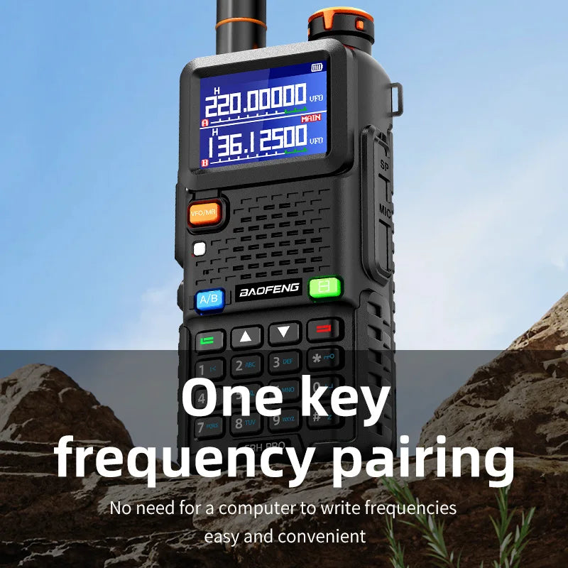 BAOFENG 5RH Pro GPS Handheld Radio Multi-Band USB-C Charging Radio Copy Frequency 640 Channels Walkie Talkie 10W High Power APRS
