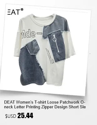 DEAT Women's T-shirt Loose Patchwork Color Blocking O-neck Tie Dye Do Old Long Sleeve Tees Summer 2026 New Fashion 29A7298
