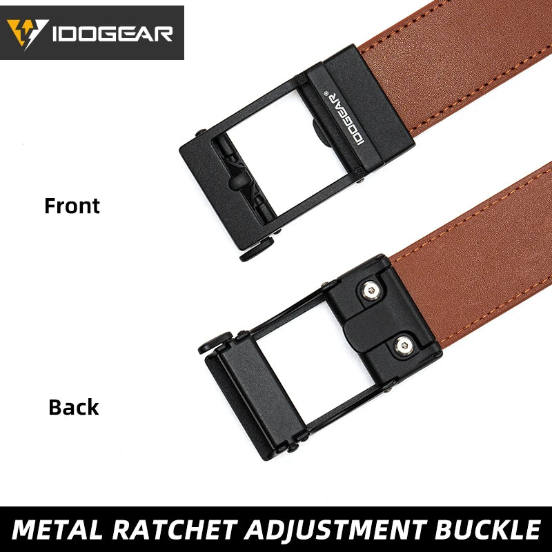IDOGEAR 1.5" Leather Ratchet Belt for Men Adjustable Hole-free Belt For Dress Casual in Gift Box 3435