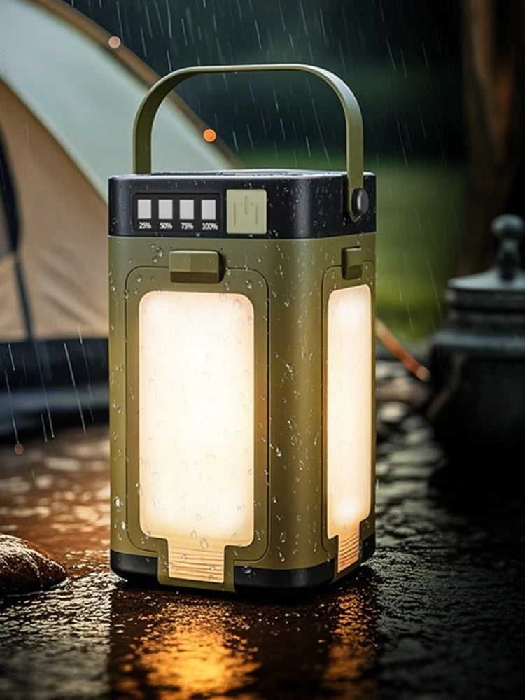 Foldable Camping Light Power Bank Rechargeable Lantern Solar Camping Lantern Portable Flashlight for Camping Hiking Fishing