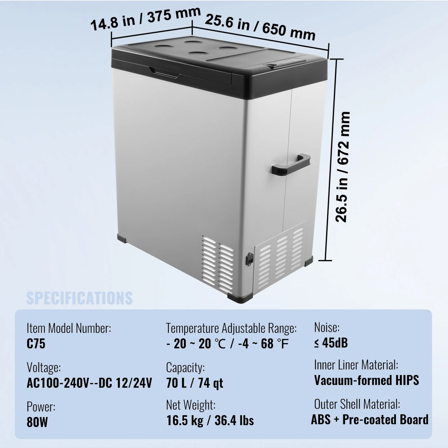 SucceBuy 8L to 75L Car Refrigerator Fridge Portable Icebox Single&Dual Zone with Blue Tooth Adjustable for Outdoor Camping RV