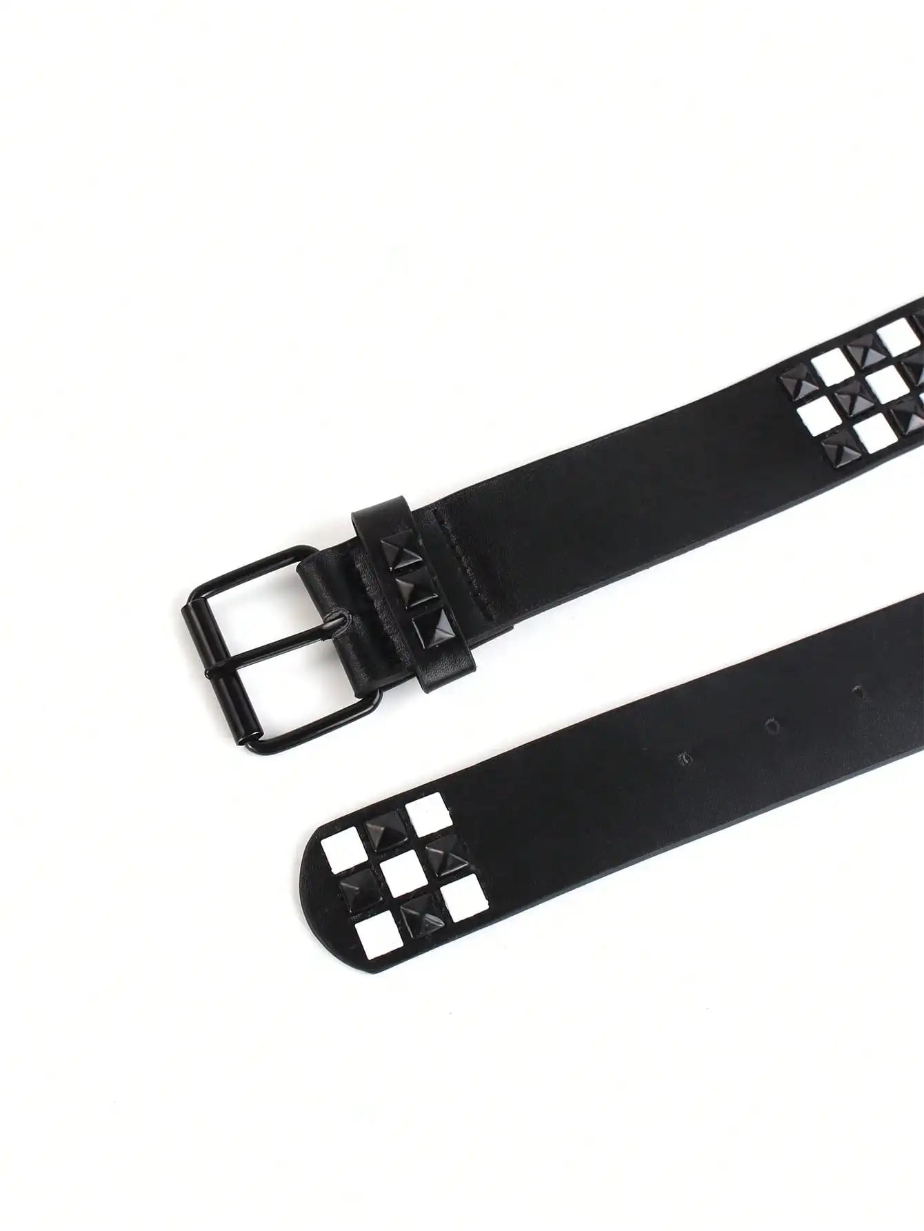 Solid Color Punk Rhinestone Studded Leather Belt, Suitable For Teens, Casual Outdoor, Athletic, Vacations, Graduation Gifts, Birthday, Daily Wear