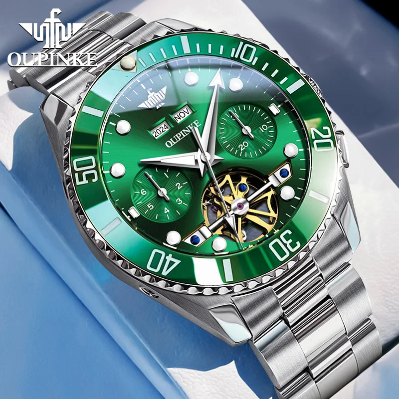 OUPINKE 3229 Men Watch Luxury Original Diving Series Men Automatic Mechanical Watch Waterproof Luminous Calendar Sports Watch