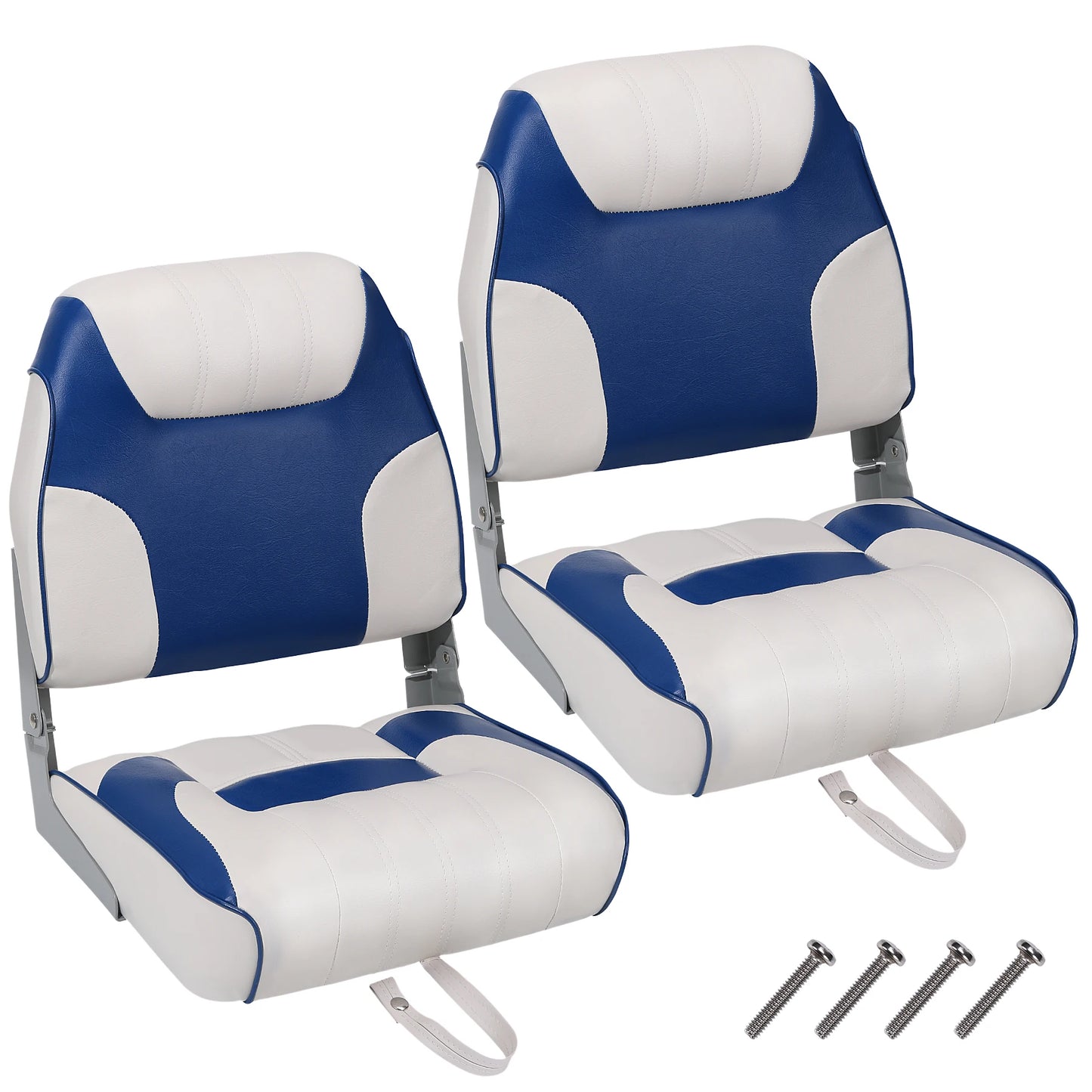 2 Pack Boat Seats Low Back,Boat Seats Stainless Steel Screws Included,Fold-Down Fishing Boat Chair with Thickened Sponge Padding