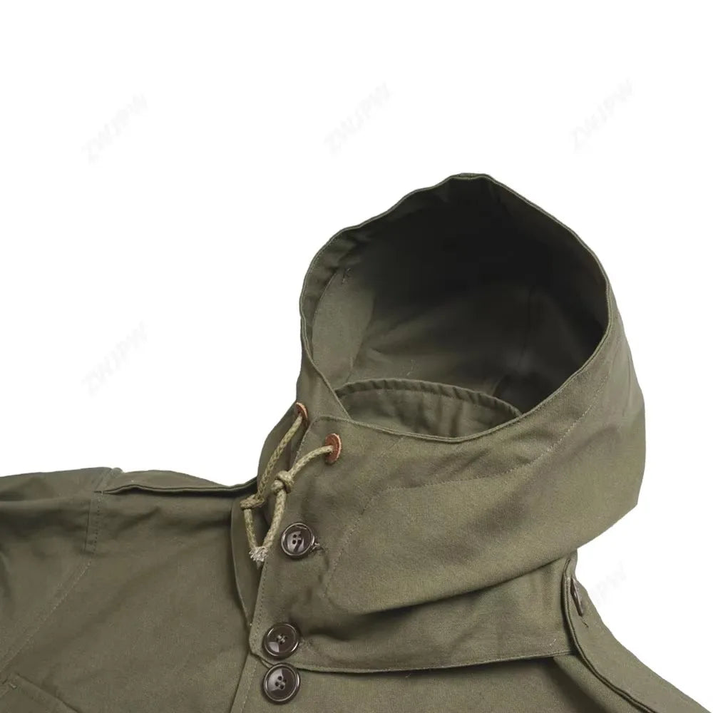 WWII Soldier Jacket M43 Windcoat Locomotive Coat American Men's Hooded Coat Retro Green Winter Uniform