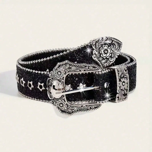 Y2K Western Style Thick Waist Belt For Women, Decorated With Dopamine Stars And Eye Patterns, Suitable For Daily Wear, Parties, Summer And School