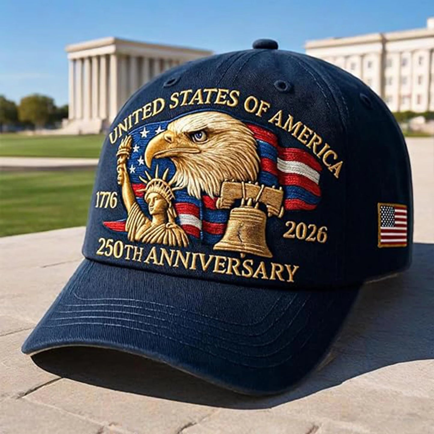 US 250th Anniversary Tribute Hat Adjustable Retro Washed Patriotic Cap Patriotic Baseball Cap for Men & Women