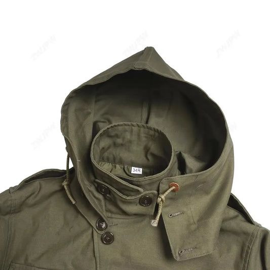 WWII Soldier Jacket M43 Windcoat Locomotive Coat American Men's Hooded Coat Retro Green Winter Uniform