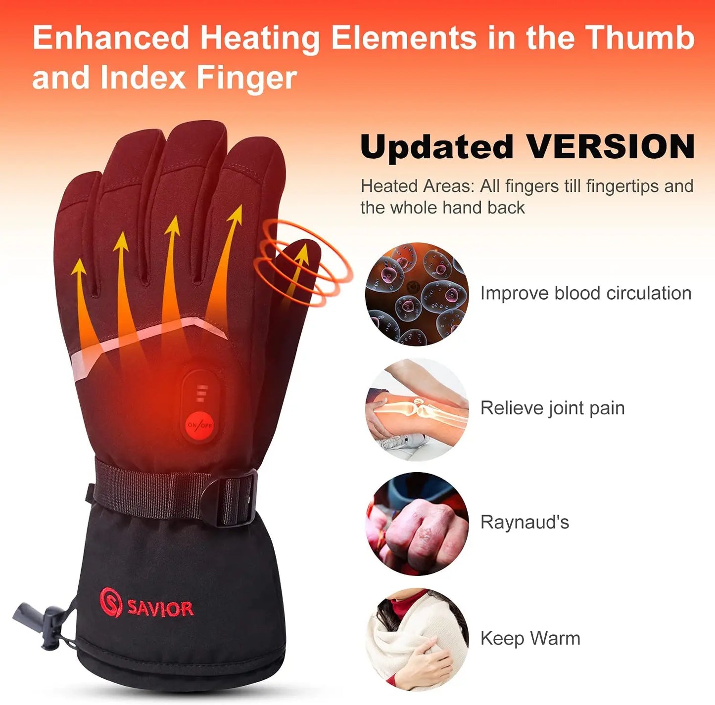 SNOW DEER Winter Heated Gloves Women Men Electric Motorcycles Thermal Ski Glove Heating Waterproof Rechargeable Battery Charger