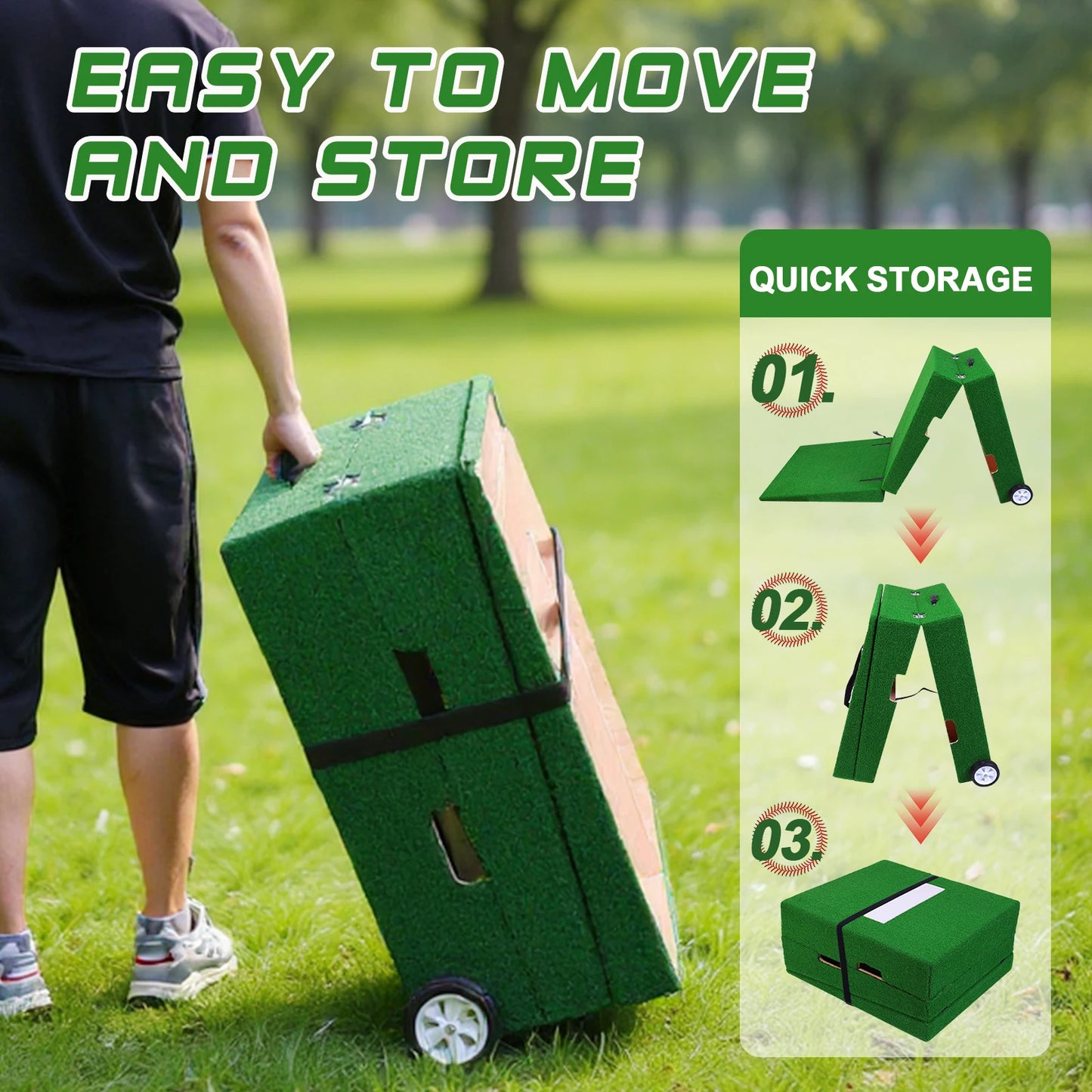 88x28x6 Inch Foldable Pitching Mound with Carry Handle Baseball Pitchers Mound for Practice Softball Youth Backyard Training