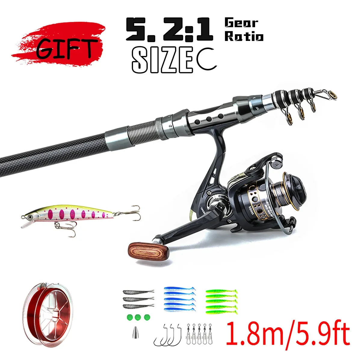 Carbon Telescopic Luya Rod Full Set Long-Throw Sea Fishing Gear with Fishing Box - Complete Fishing Rod Set for Ocean Fishing