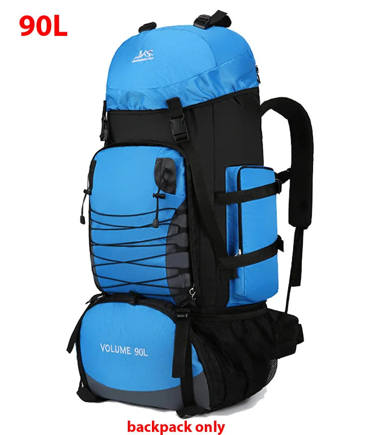 90L Large Camping Backpack Travel Bag Men's Women Luggage Hiking Shoulder Bags Outdoor Climbing Trekking Sports Rucksack Nylon