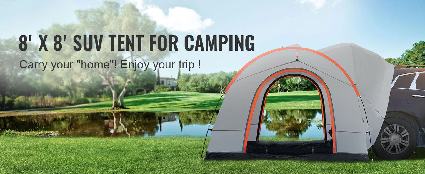 SucceBuy SUV Camping Tent, 8'-8' SUV Tent Attachment for Camping with Rain Layer and Carry Bag, PU2000mm Double Layer Truck Tent