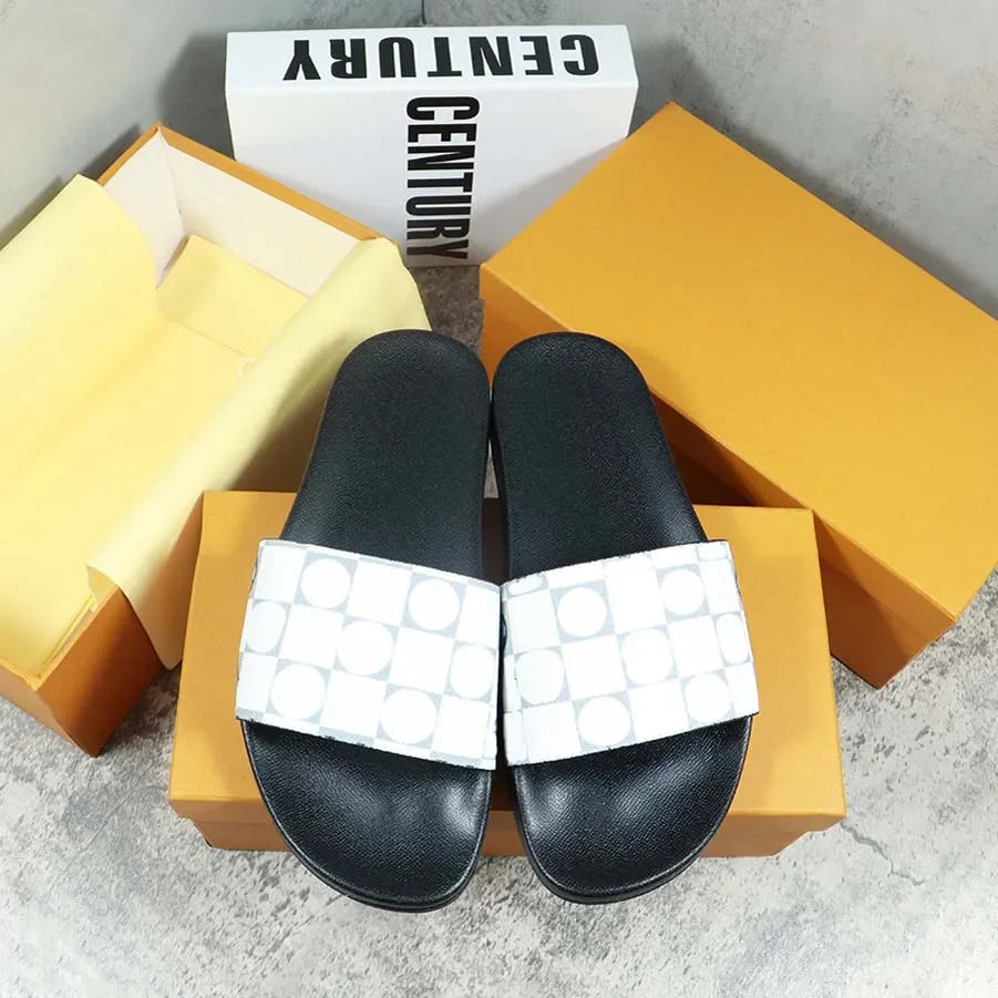 Designers Slides Womens Slippers Floral Slipper Leather Rubber Flats Sandals Summer Beach Shoes Loafers Gear Bottoms Slider