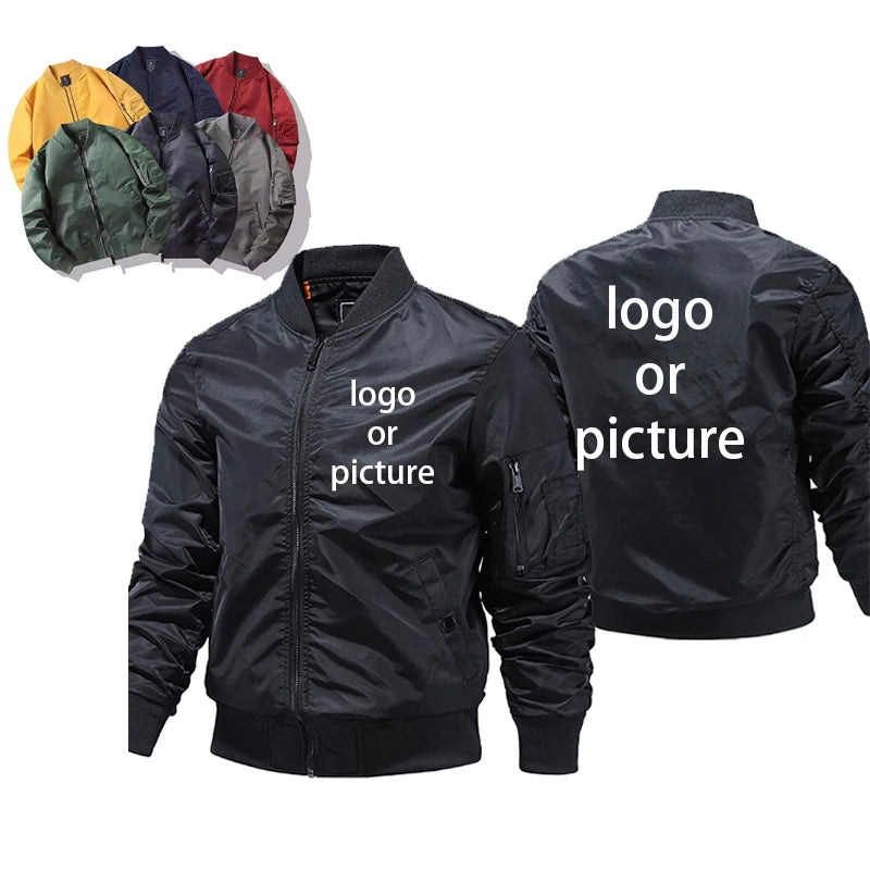 Bomber Jackets And Coat Ropa Men Custom Jacket Hombre Large Size Clothes Jacket Pilot Motorcycle Autumn Winter Coat DIY Logo
