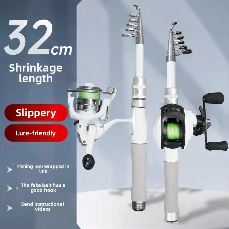 Mini Portable Super Short Luya Rod Travel Fishing Gear Set Small Telescopic Full Section Fishing Equipment for Easy Carry