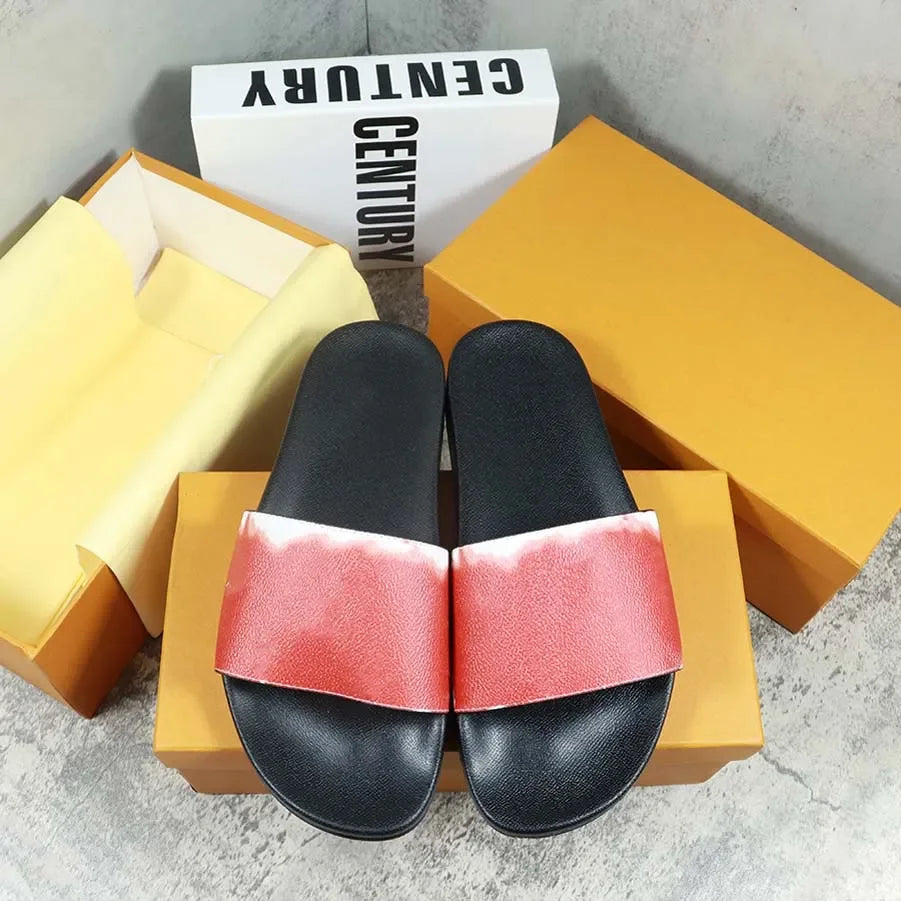 Designers Slides Womens Slippers Floral Slipper Leather Rubber Flats Sandals Summer Beach Shoes Loafers Gear Bottoms Slider