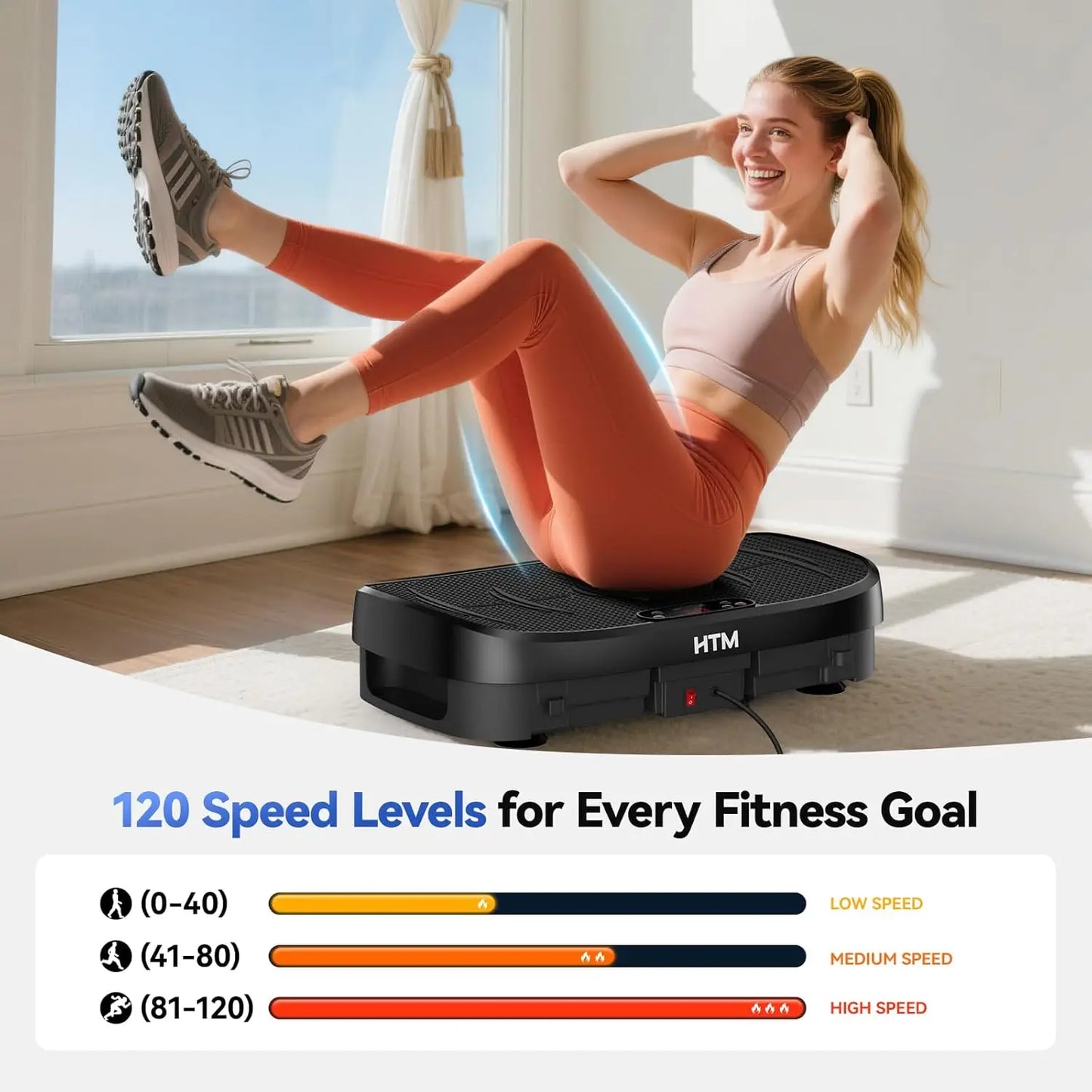 120 Speed Vibration Plate Whole Body Workout Fitness Plate Quiet Operation Vibration Platform Slimming for Home Gym Toning