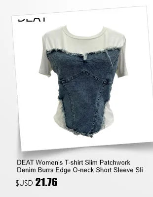 DEAT Women's T-shirt Loose Patchwork Color Blocking O-neck Tie Dye Do Old Long Sleeve Tees Summer 2026 New Fashion 29A7298
