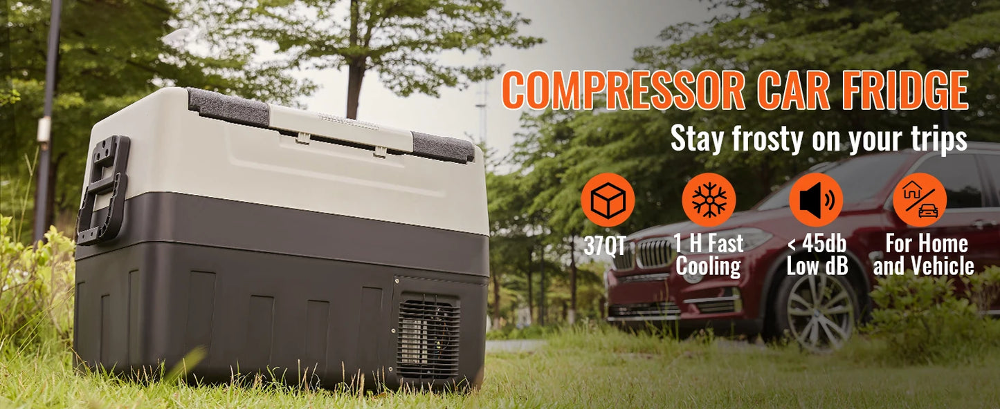 SucceBuy 35/45/55L Portable Electric Cooler Car Refrigerator with Wheel Compressor Freezer for Camping Picnics Car Home Traval