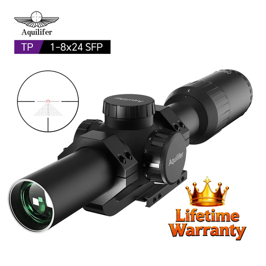 Aquilifer 1-8x24 LPVO Tactical Rifle Scope SFP Optical ED Glass for AR15 AK PCC Platform Training and Shooting