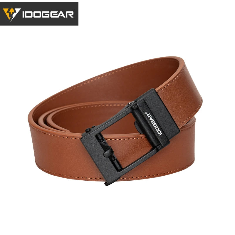 IDOGEAR 1.5" Leather Ratchet Belt for Men Adjustable Hole-free Belt For Dress Casual in Gift Box 3435