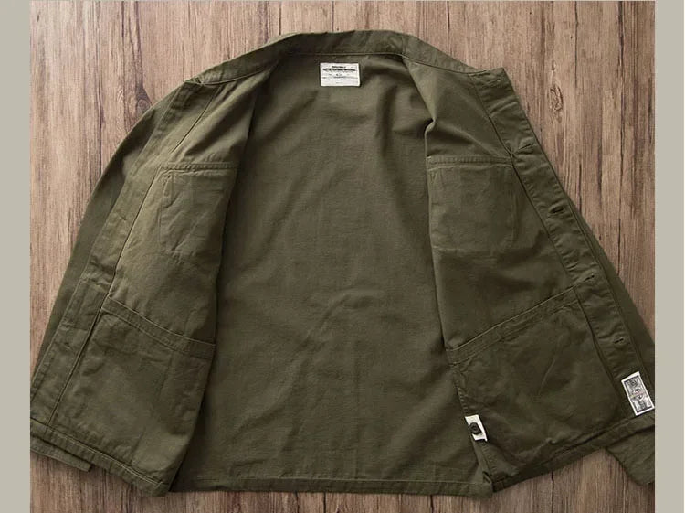 TCU Multi Pockets American Vintage Casual Jackets Spring Autumn 100% Cotton Chevron Coats for Male Amekaji Workwear Hunting Wear