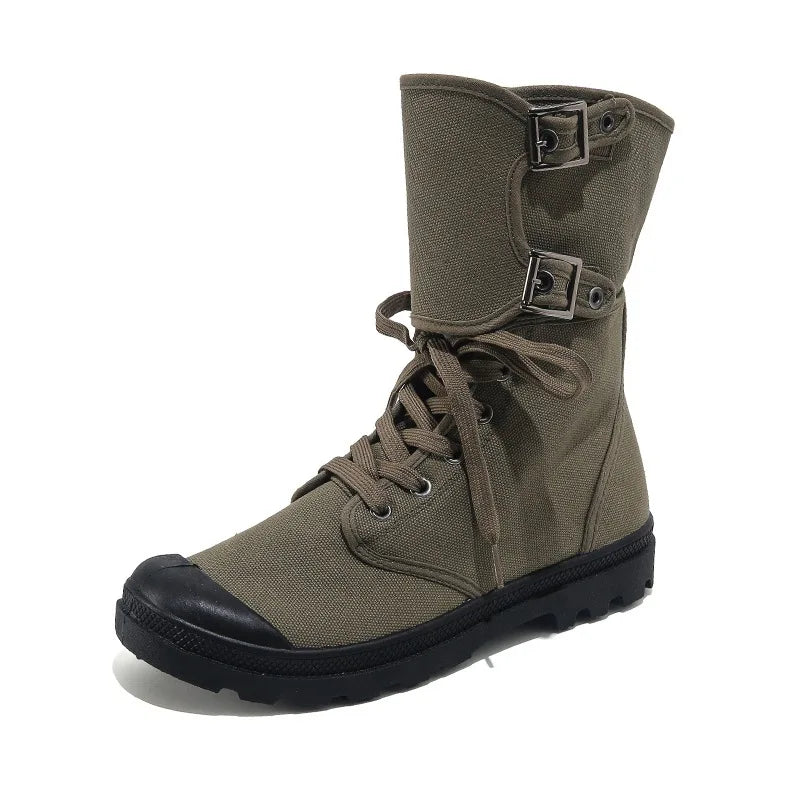 Men's High-top Canvas Boots Breathable Casual Boot Outdoor Desert Boots Non Slip Hiking Boots for Men New Sneakers Botas Hombre