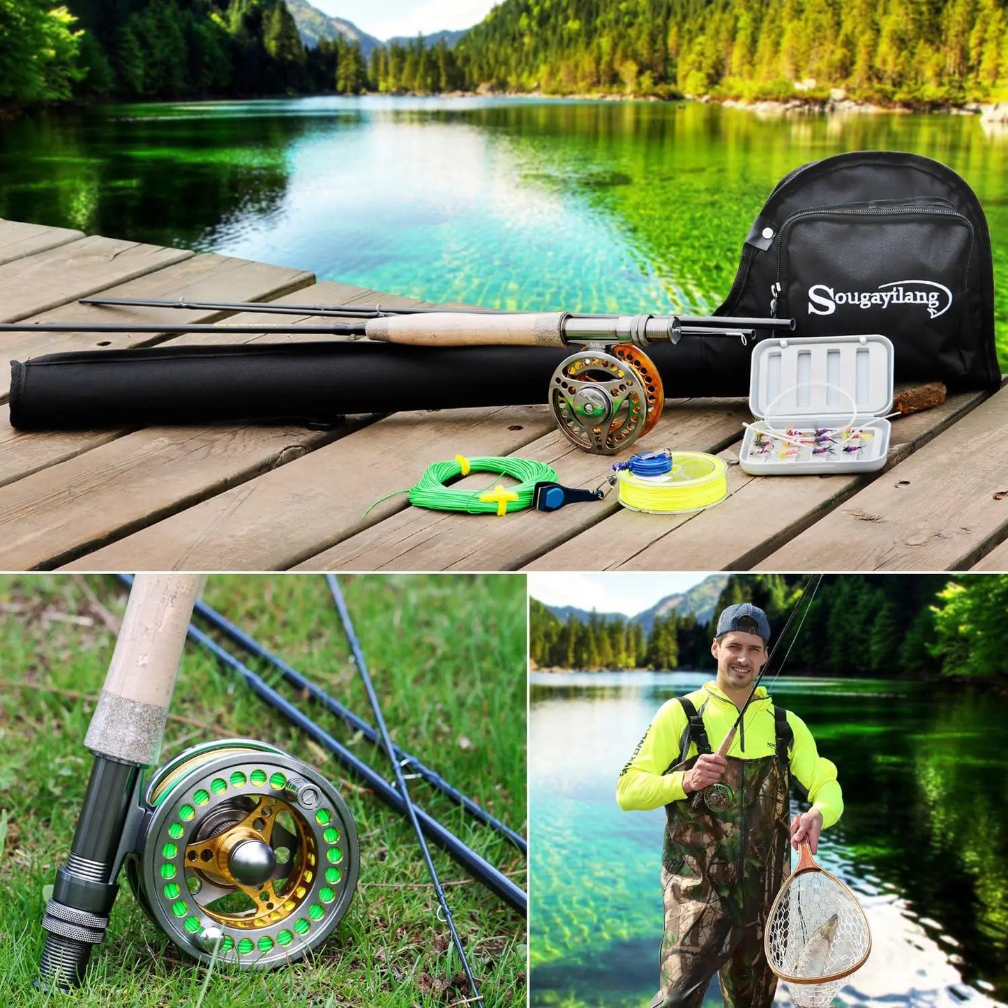 Lightweight Fly Fishing Rod Reel Combo with CNC Aluminum Alloy Reel, Complete Starter Package for Anglers
