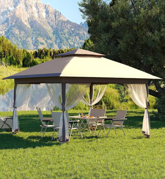 13x13ft Pop-Up Gazebo, Outdoor Canopy Tent With Mosquito Netting, Heavy Duty Party Tent Shelter With Waterproof and, Customized