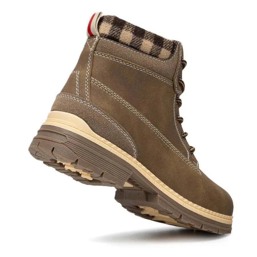 Hiking Winter Boots for Women Casual Brown Combat Work Boot Nonslip FurLined Ankle Boots Fashion Boots Waterproof Leather Shoes