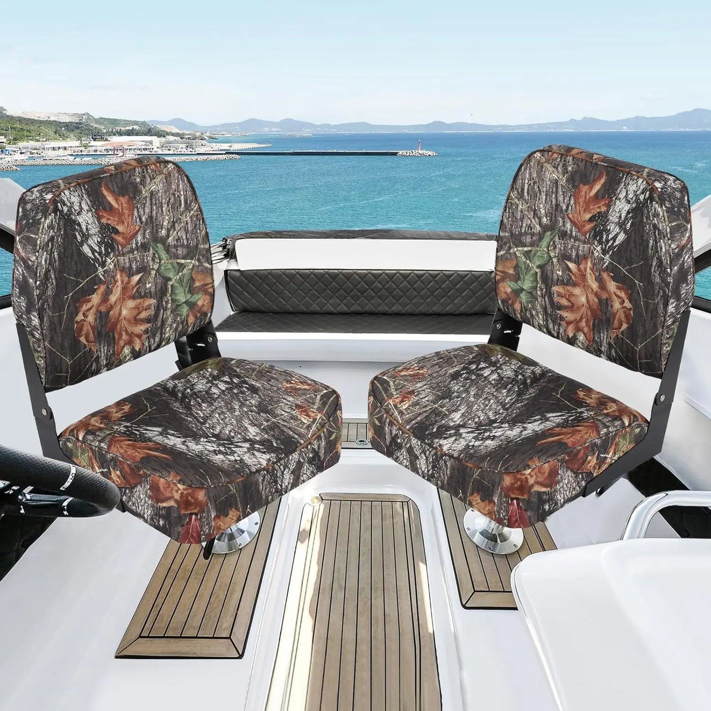 2 Pack Boat Seats Low Back,Boat Seats Stainless Steel Screws Included,Fold-Down Fishing Boat Chair with Thickened Sponge Padding