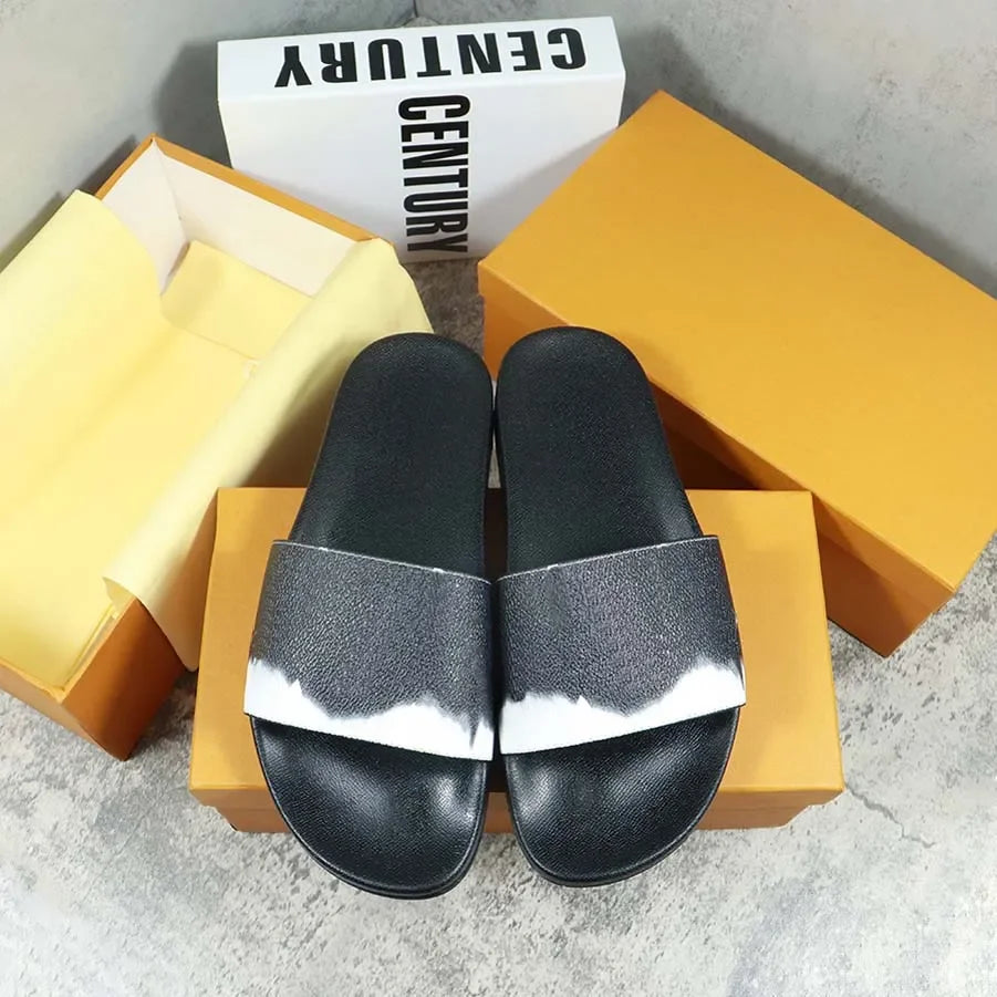 Designers Slides Womens Slippers Floral Slipper Leather Rubber Flats Sandals Summer Beach Shoes Loafers Gear Bottoms Slider