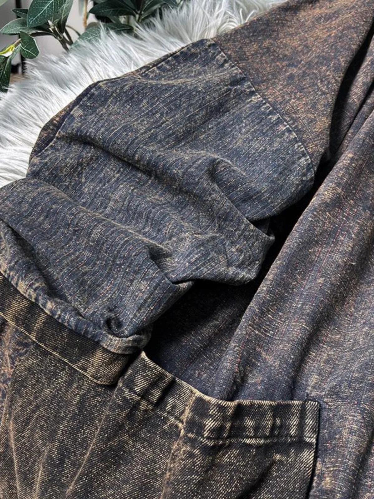 Chinese Style Personalized Old Fabric Denim Patchwork Hooded Vintage Loose Long Sleeved Dress Women Spring Autumn MCP008