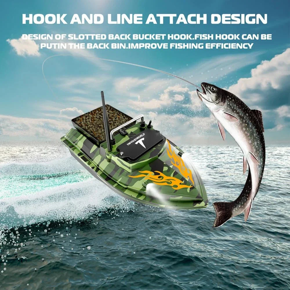 VWVIVIDWORLD,2024 New,RC Fishing Bait Boat,2KG Loaded,Fixed Speed Cruise,Waterproof,High Speed,4 Night Light