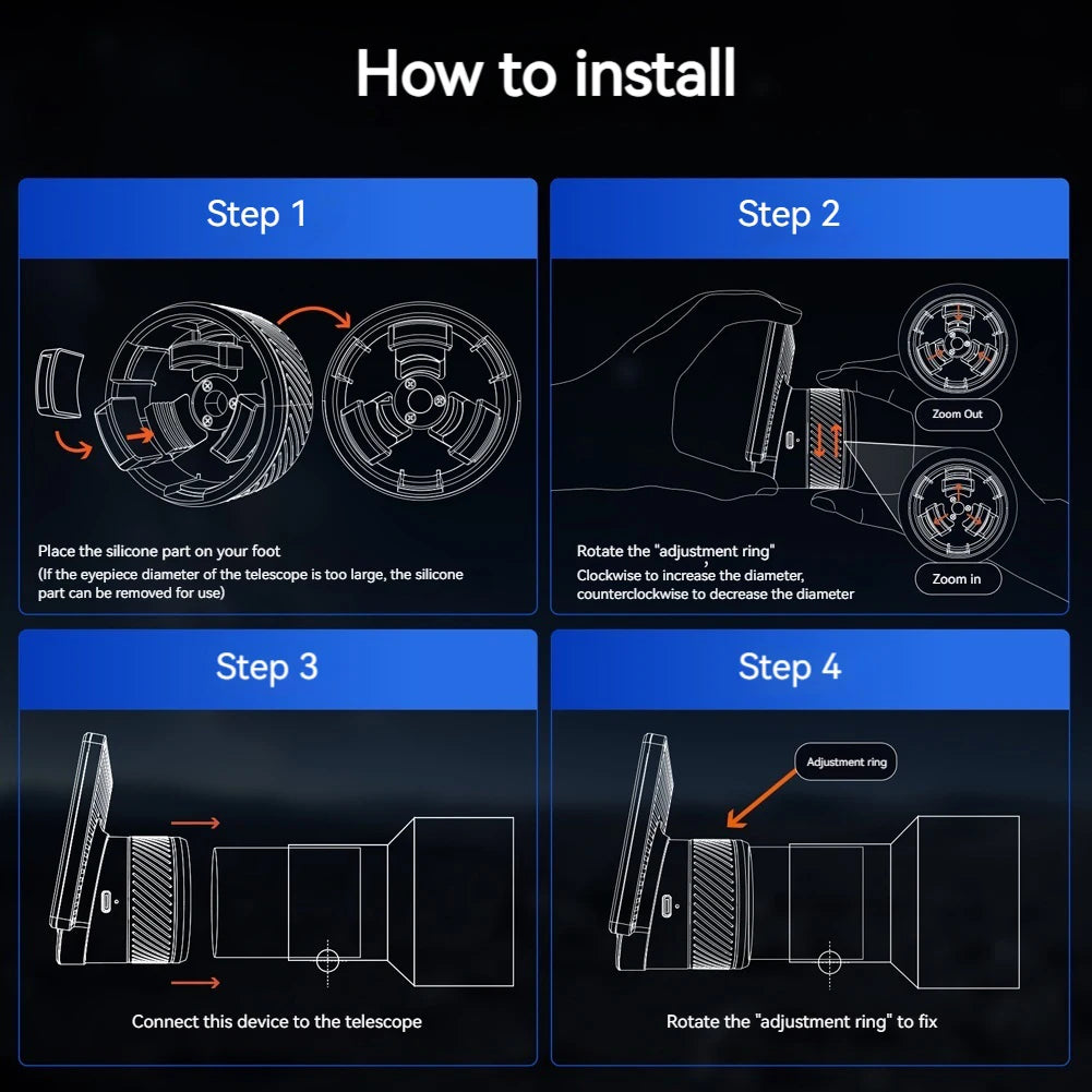 WiFi Electronic Eyepiece 1080P Telescope Camera Eyepiece with 4.3 Inch IPS Screen for Astronomical Telescope