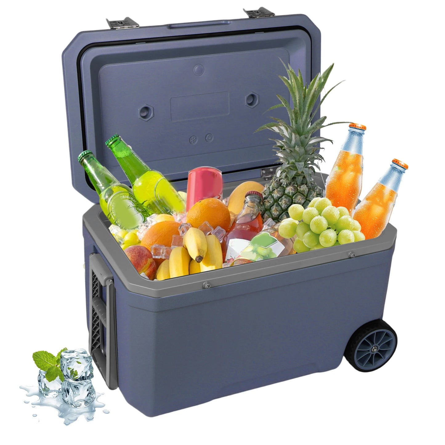 70L Wheeled Cooler 30 Percent Lighter Than Rotomolded Portable Car Wheel Insulator Plastic Cooler Box for Beach Beverage Camping
