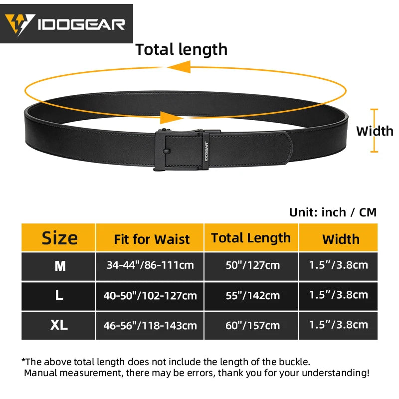 IDOGEAR 1.5" Leather Ratchet Belt for Men Adjustable Hole-free Belt For Dress Casual in Gift Box 3435