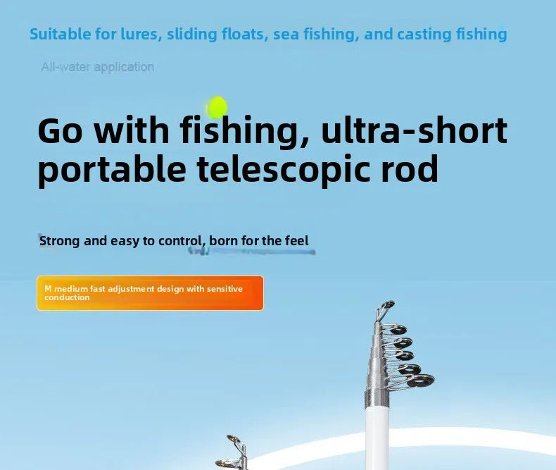 Mini Portable Super Short Luya Rod Travel Fishing Gear Set Small Telescopic Full Section Fishing Equipment for Easy Carry