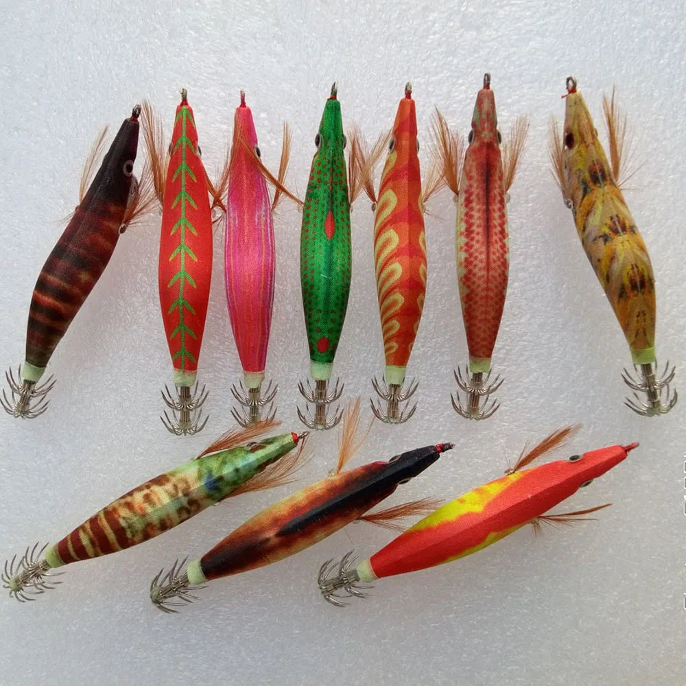 MR OCTOPUS 20pcs 2.5# squid jigs,squid hook ,fishing lure,WOOD SHRIMP 10cm.12g.  wholesale jigs, hard lure ,fish tackle