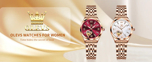 OLEVS 6636 Women Watch Fashion Roman Scale Waterproof Watch Luxury Love Diamond Hollow Women Automatic Mechanical Watch Reloj
